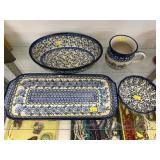 (4) Pieces of Hand Painted Polish Pottery