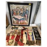 Vintage Lodge Ribbons and Framed Lithograph