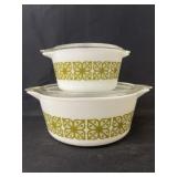 (2) Vintage Pyrex Verde Green Casserole Dishes