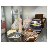 Southwestern Pottery with Decorative Glassware