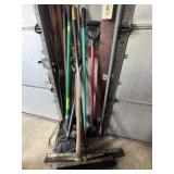 Assortment of Brooms, Shovels & Scraper