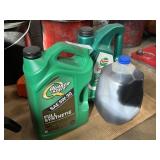 2 Partial Cans of Motor Oil w/ Transmission Fluid