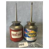 Large Round Midland & Suntac Oil Handy Oilers