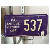 Pa Antique Historic Car Plate Number 537