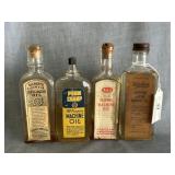 (4) Glass Bottles w/ Paper Labels Machine Oil