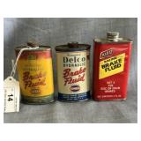 GM, Delco and Klotz Brake Fluid Cans