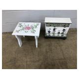 Painted Miniature Dresser w/ Painted Foot Stool