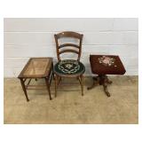 3 Pieces - Chair, Upholstered Organ stool, & Bench