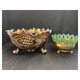 (2) Footed Carnival Glass Bowls