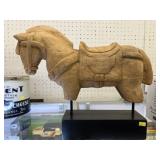 Wood Carved Horse Sculpture