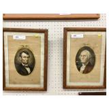 Antique Framed Washington and Lincoln Prints