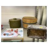 Stoneware and Wood Canisters with Butter Print