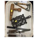 Primitive Utensils, Trivet and Barrel Tap