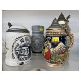 Stoneware Beer Steins with Pitcher