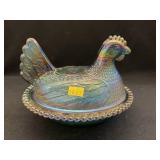 Carnival Glass Hen On Nest