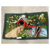 Vintage Covered Bridge Hand Hooked Rug