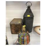 Polish Turned Wood Canister and Candle Lantern