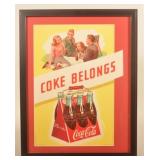1947 "Coke Belongs" Cardboard Sign