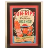 Framed Sun-Ripe Orange Soda Cardboard Sign
