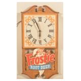 Vintage Frostie Root Beer Faux Wood Hanging Clock