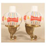 Pair Budweiser Beer Pool Room Electric Sconces