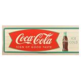 1960s Sign of Good Taste Coca-Cola Fishtail Sign