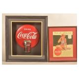 Drink Coca-Cola Plastic Button & Glass Sign