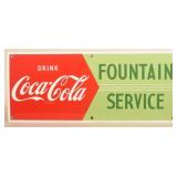 Porcelain Drink Coca-Cola Fountain Service Sign