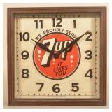 7Up Selecto Clock Wood Case Advertising Clock
