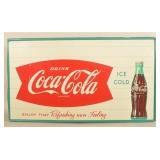 Large Coca-Cola Single-Sided Tin Fishtail Sign