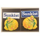 Pair Sunkist Vintage Advertising Paper Signs