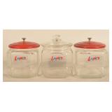 3 Small Angled Corner Lance Cracker Display Jars