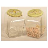 Pair Planters Peanut Glass Streamline Display Jars