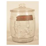 Glass Planters Peanut Barrel Jar w/ Original Label