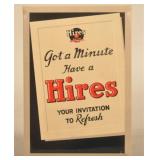 Tin-Over-Cardboard Hires Root Beer Sign