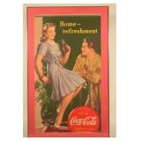 Large 1944 WWII Cardboard Coca-Cola Sign