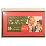 1949 Charlie McCarthy Coca-Cola Paper Sign