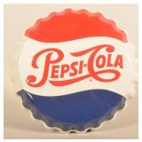 Pepsi-Cola Stout Sign Co. Metal Bottle Cap Sign