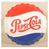 Vintage Embossed Metal Pepsi-Cola Bottle Cap Sign