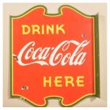 Double-Sided Porcelain Coca-Cola Flange Sign