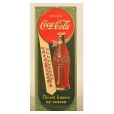 1940s Masonite Drink Coca-Cola Thermometer