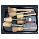 Collection of 7 Turned Primitive Kitchen Mashers