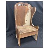 Antique Child's Wooden High Back Chair