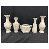 Group of Porcelain Vases and Sugar Bowl