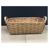 Vintage Laundry Basket with Carved Oak Handles