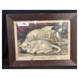 Currier & Ives Print, 'Kitties Taking The Cake'