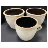 3 White Glaze Stoneware Crocks