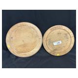 2 Turned Wood Plates