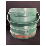 Antique Green Over Red Wood Firkin