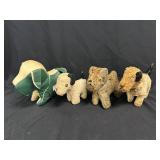 4 Vintage Plush & Leather Toy Dogs